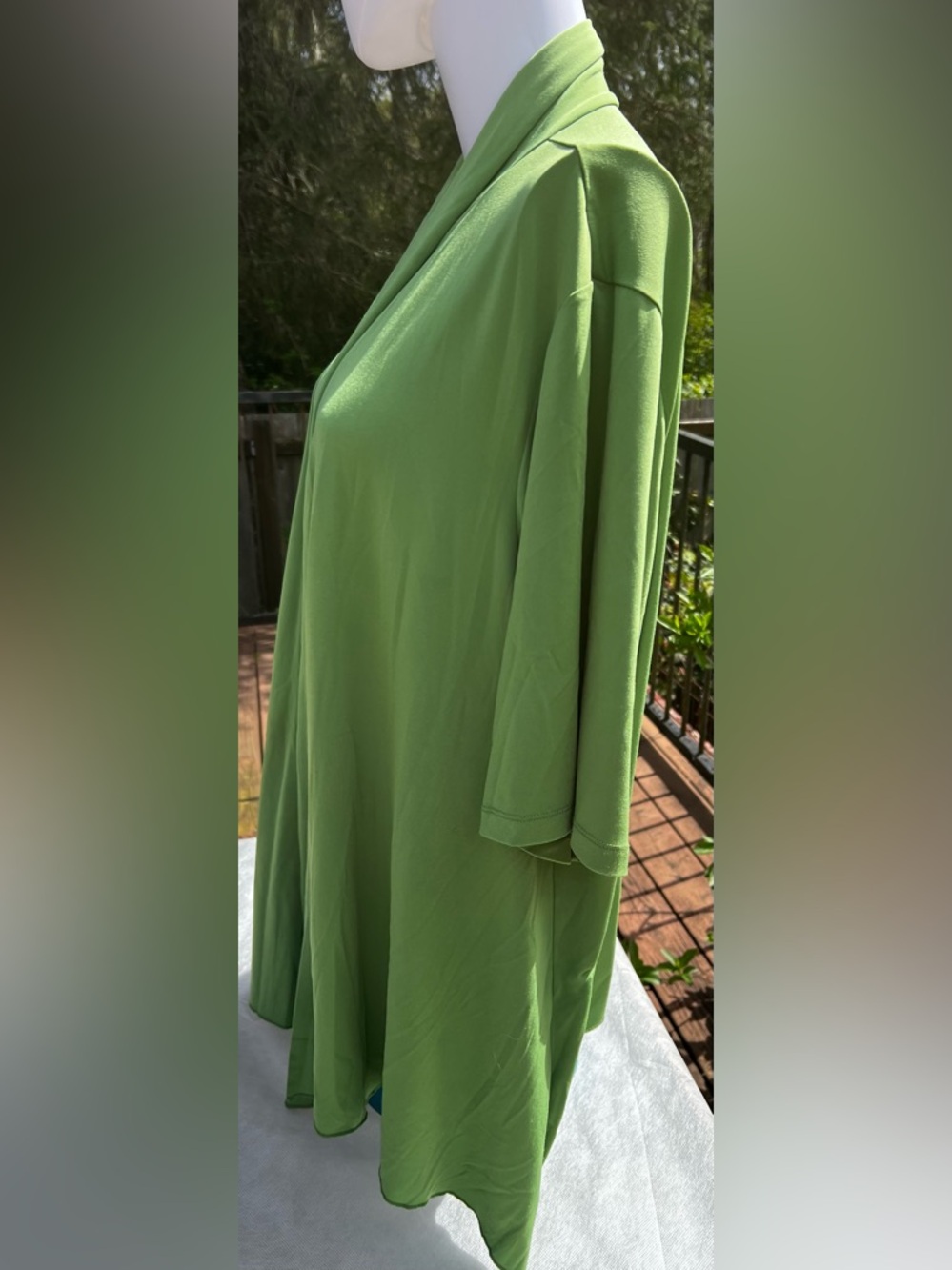 Susan Graver Green Open-Front Lightweight Jacket. Size 3X.